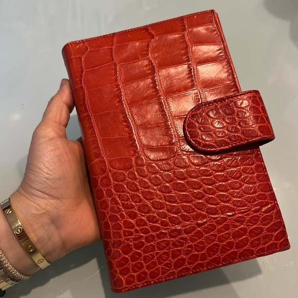 Furla Personal Day Planner Organizer Red Croc - Picture 1 of 15